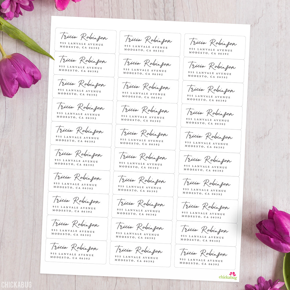 Personalized Flowy Handwritten Script Return Address Labels – Chickabug