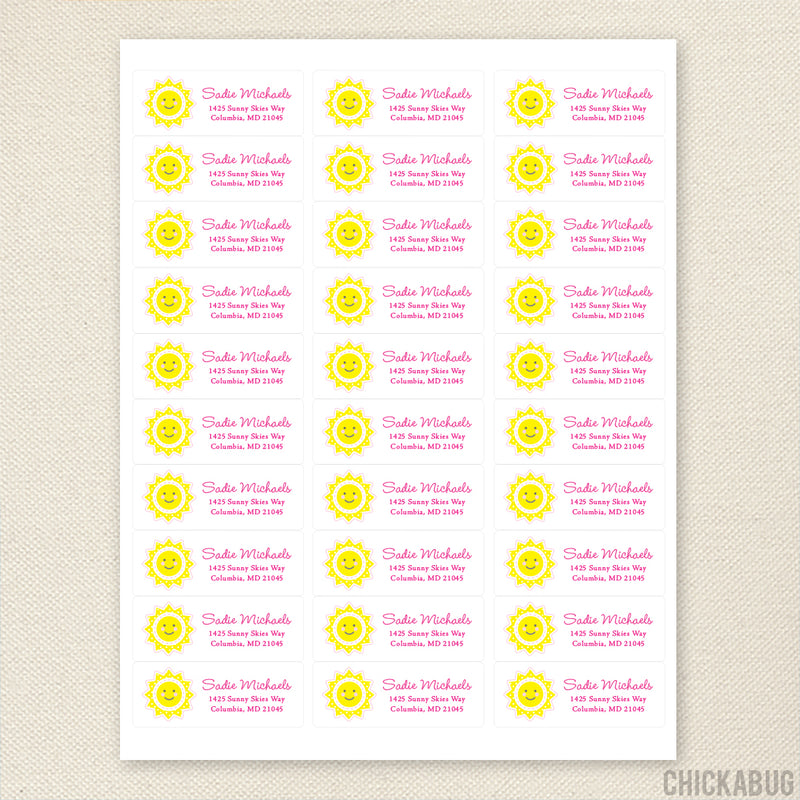 Personalized Sunshine Return Address Labels – Chickabug