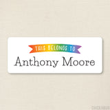 Rainbow Banner "This Belongs To" Labels