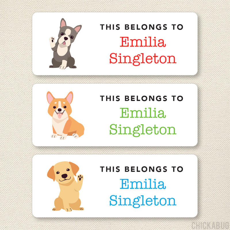 Boston Terrier, Corgi & Golden Retriever "This Belongs To" Labels