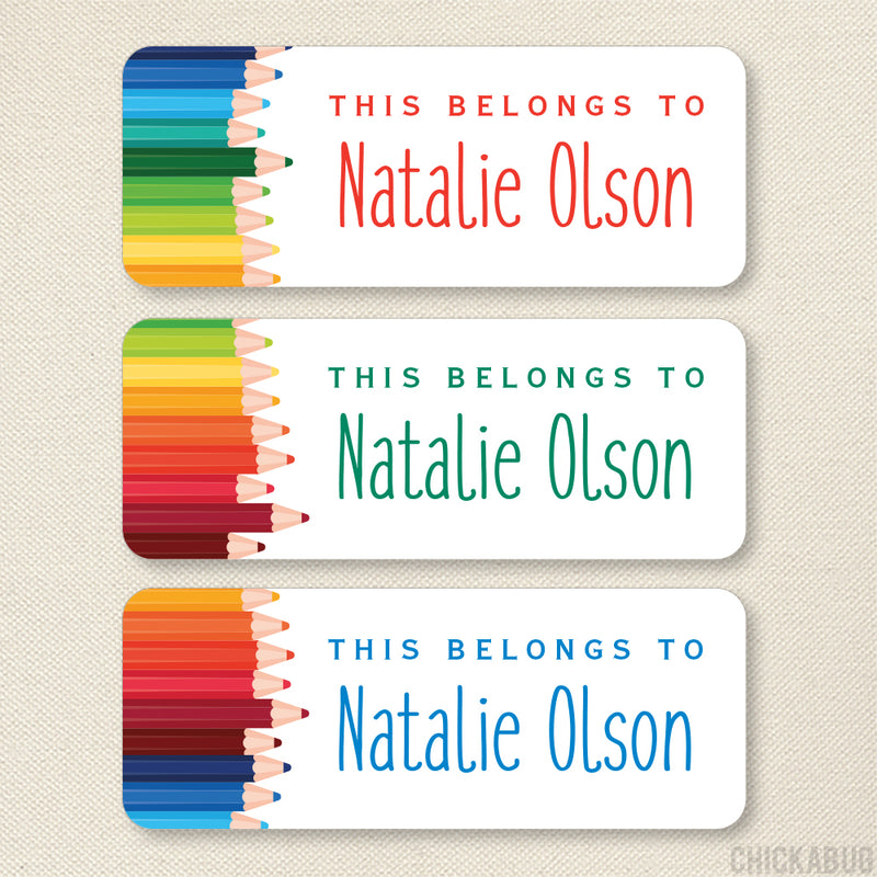 Colored Pencils "This Belongs To" Labels