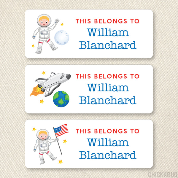 Astronaut with Blonde Hair "This Belongs To" Labels