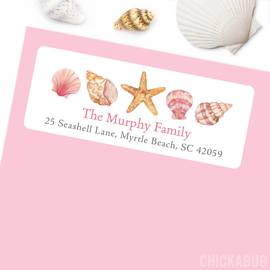 Sea Shell Label Personalized Seashell Return Address Labels – Chickabug