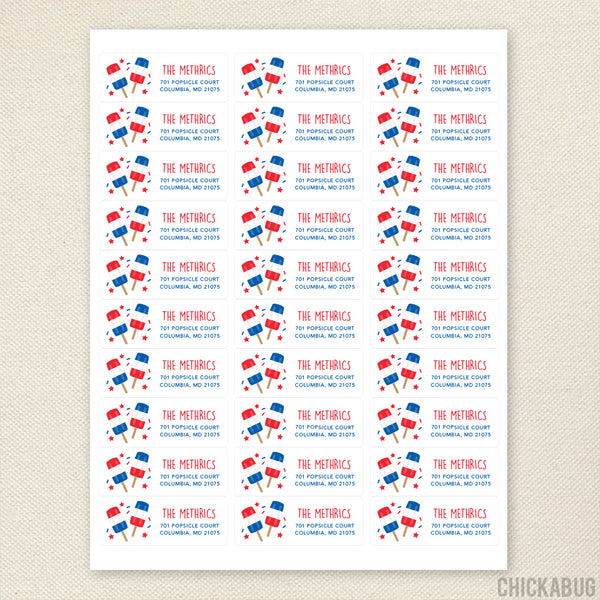 Red, White & Blue Popsicle Address Labels