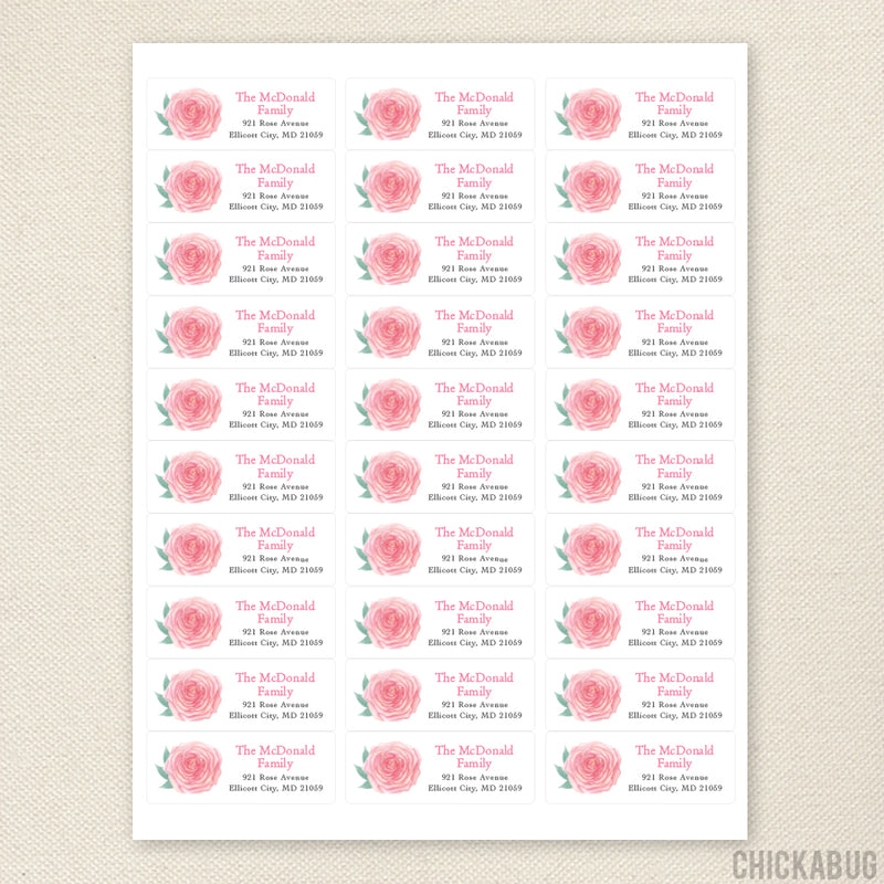 Pink Rose Address Labels