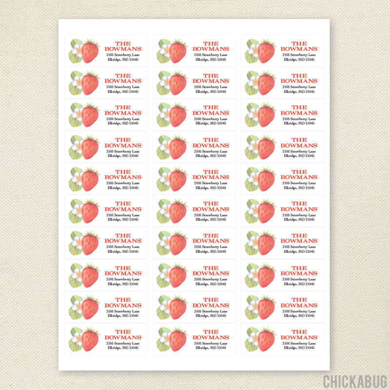 Watercolor Strawberry Address Labels