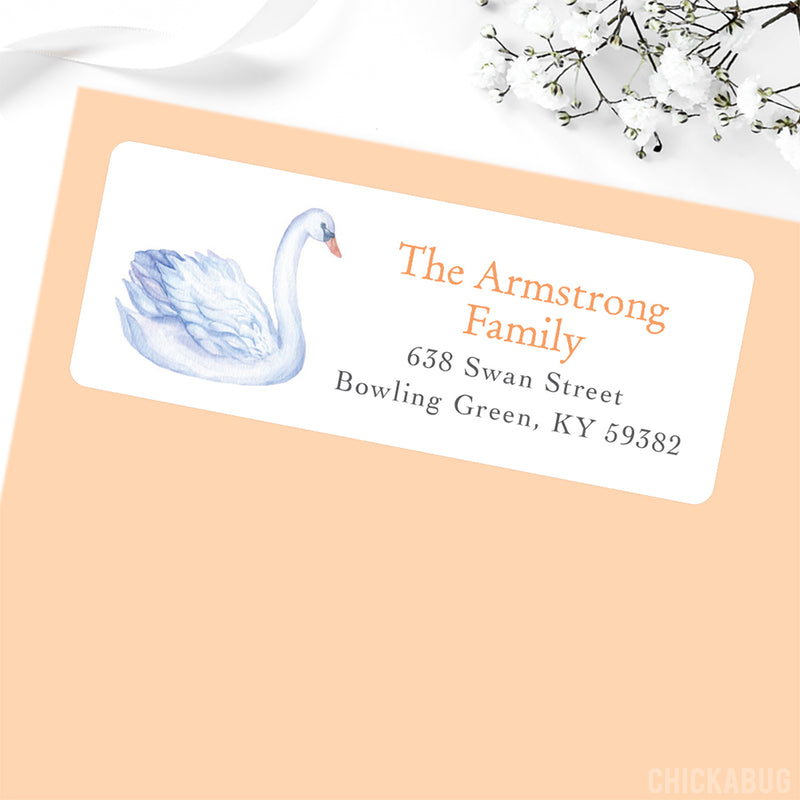 Watercolor Swan Address Labels