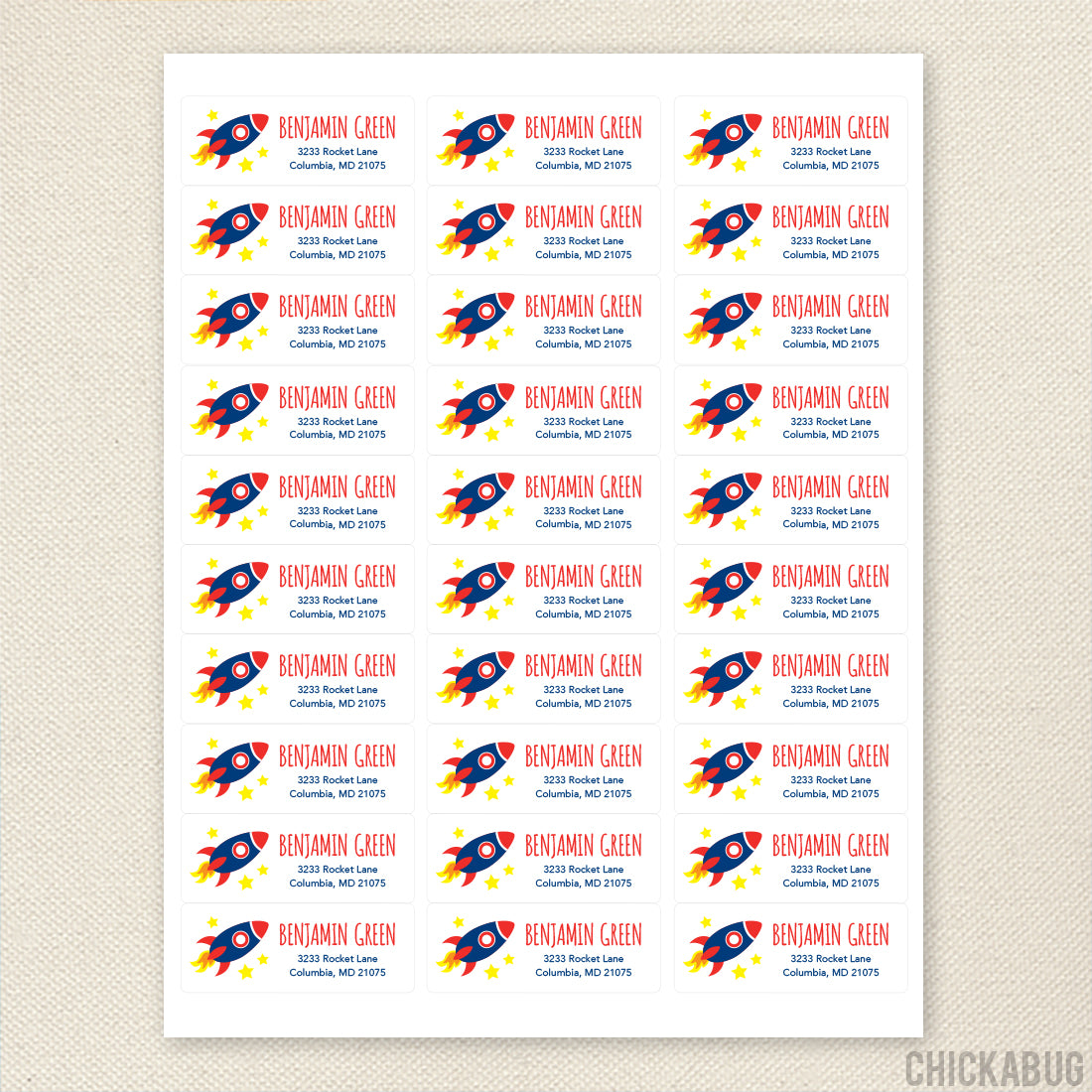 Personalized Rocket Return Address Labels – Chickabug