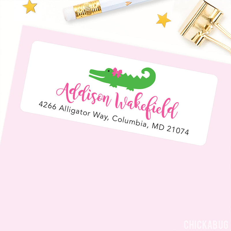 Pink Alligator Address Labels