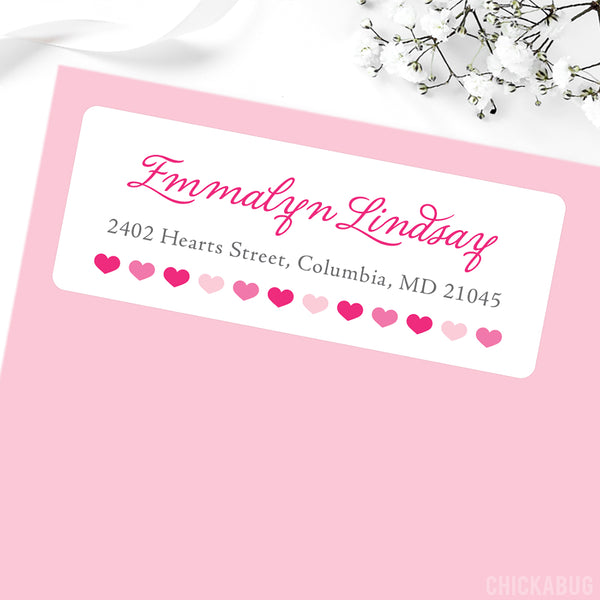 Pink Hearts Address Labels