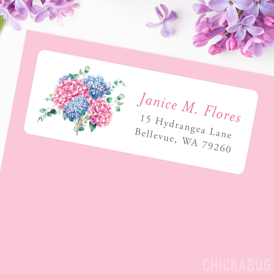 Personalized Hydrangea Bouquet Return Address Labels – Chickabug