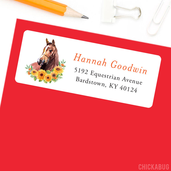 Horse and Flowers Address Labels