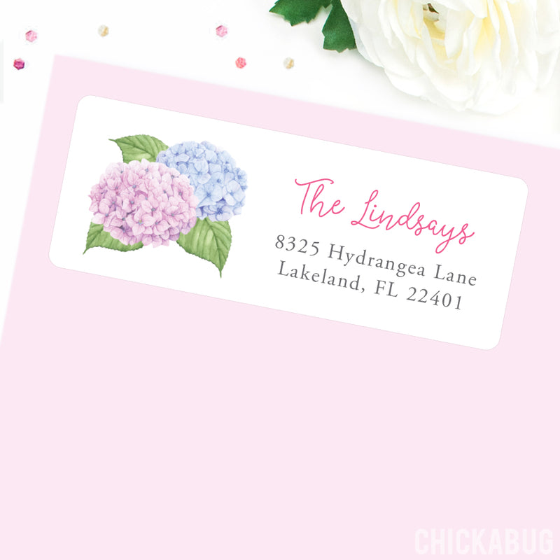 Hydrangea Label Personalized Hydrangea Return Address Labels – Chickabug