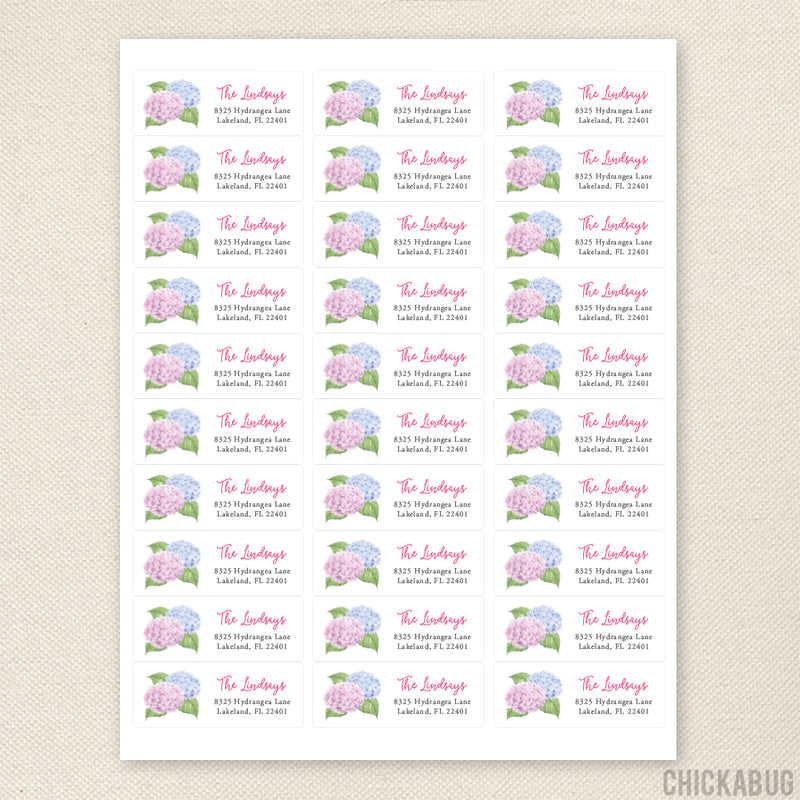 Hydrangea Label Personalized Hydrangea Return Address Labels – Chickabug