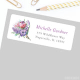 Pink and Purple Bouquet Address Labels