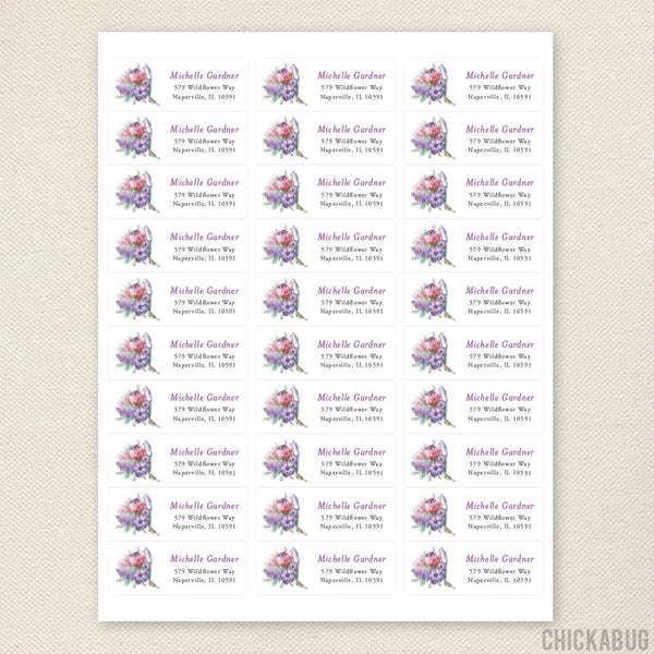 Pink and Purple Bouquet Address Labels