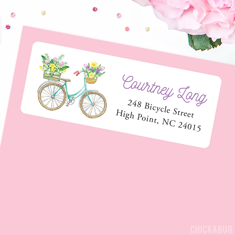Spring Flowers and Bicycle Address Labels