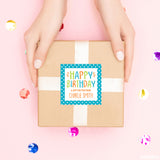 Aqua "Happy Birthday" Birthday Gift Labels
