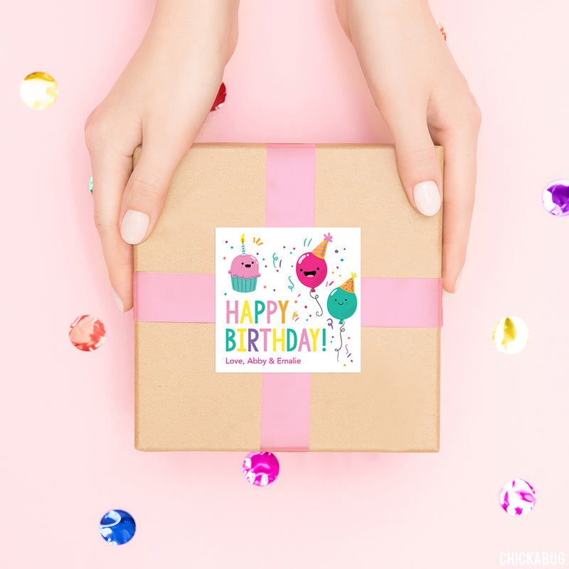 Pink Birthday Party Gift Labels