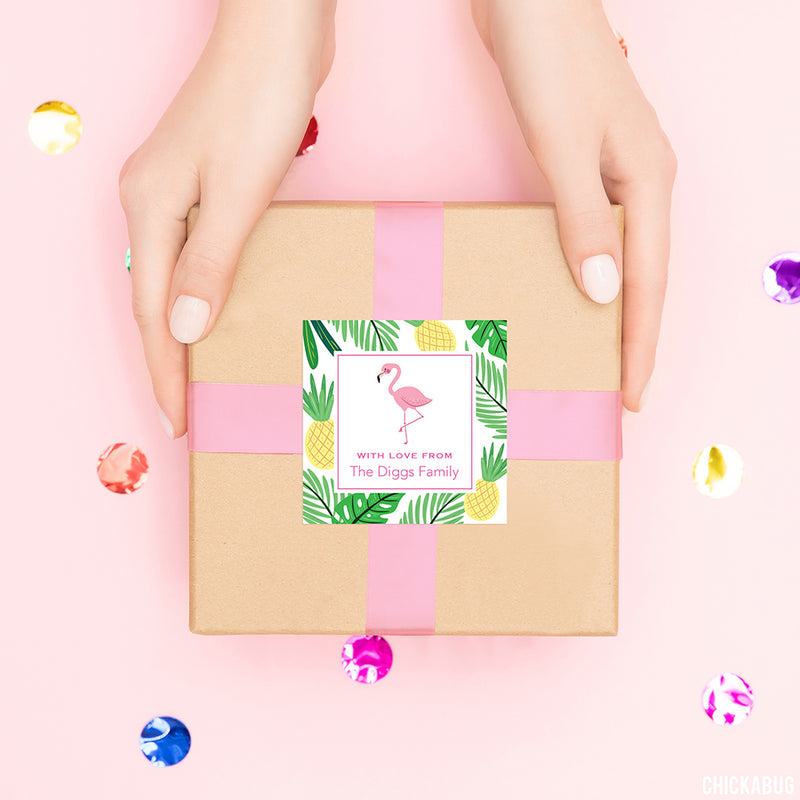 Flamingo and Pineapple Gift Labels