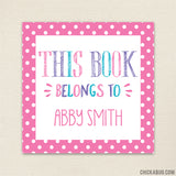 Pink "This Book Belongs To" Labels
