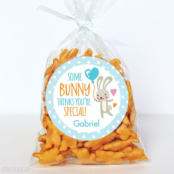 "Some Bunny Thinks You're Special" Blue Easter Stickers