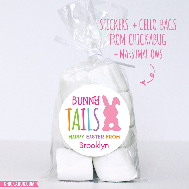 Pink "Bunny Tails" Easter Stickers