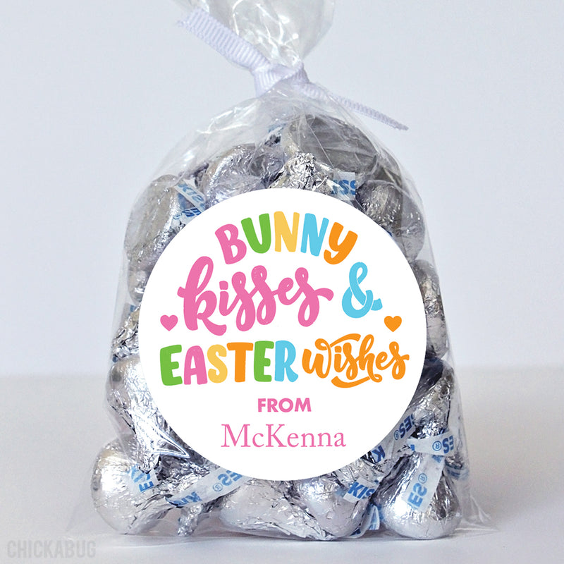 Pink "Bunny Kisses and Easter Wishes" Stickers  - Pink