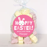 Pink "Hoppy Easter" Bunny Stickers