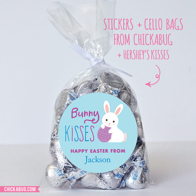 Blue "Bunny Kisses" Easter Stickers