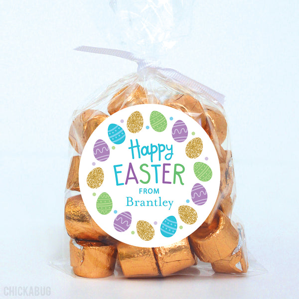 Blue & Gold Eggs Easter Stickers