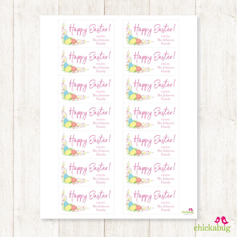 Egg and Tulips Easter Gift Labels