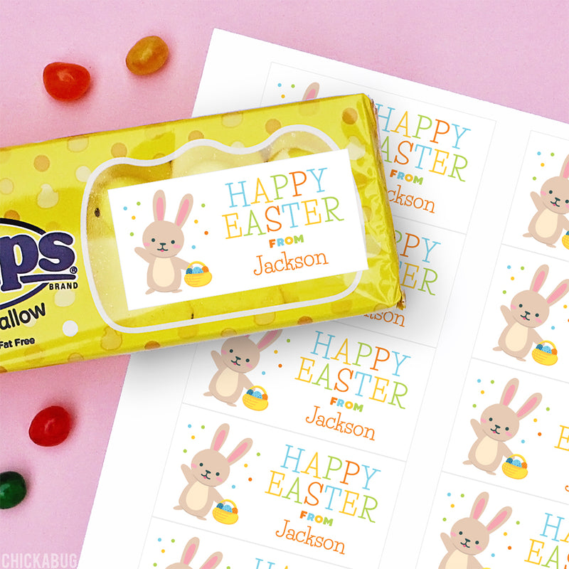 Waving Bunny Easter Gift Labels