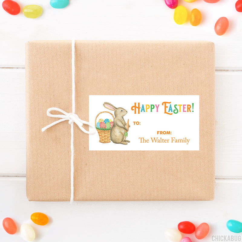 Watercolor Bunny and Easter Basket Gift Labels