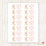 Waving Bunny Pink Easter Gift Labels