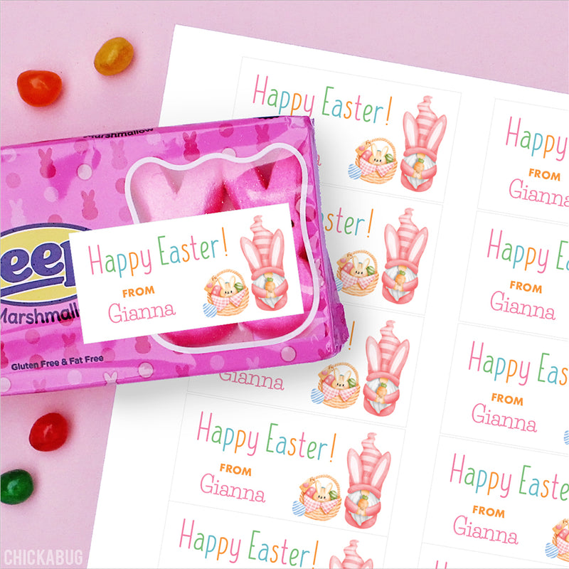 Pink Gnome Easter Gift Labels