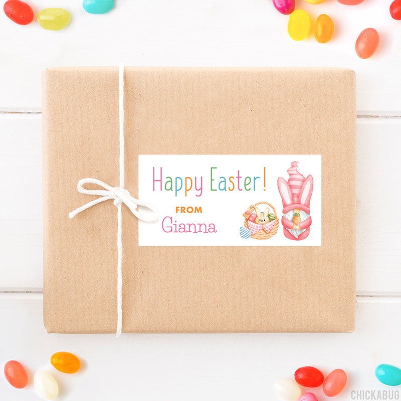 Pink Gnome Easter Gift Labels