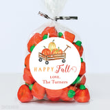"Happy Fall" Pumpkin Wagon Stickers