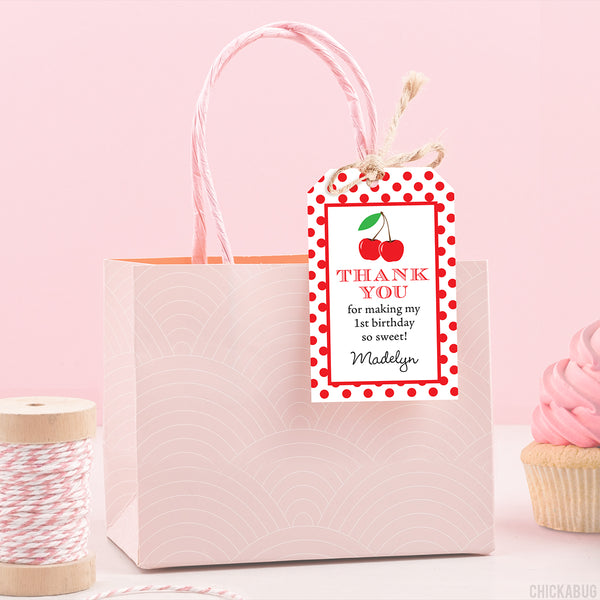 Cherry Party Favor Tags (EDITABLE INSTANT DOWNLOAD)