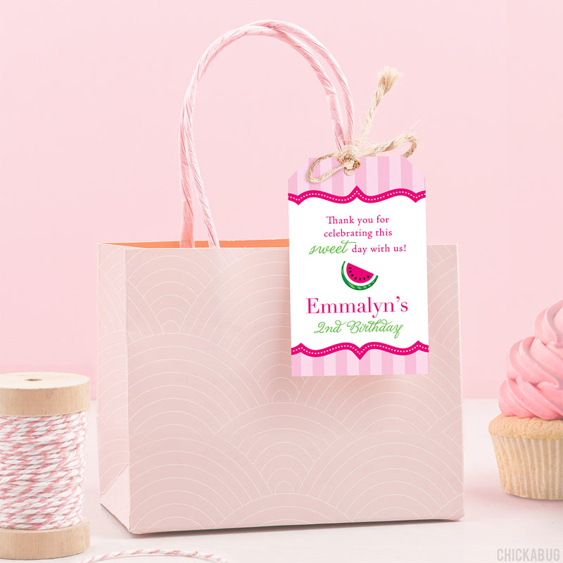 Pink Watermelon Party Favor Tags (EDITABLE INSTANT DOWNLOAD)