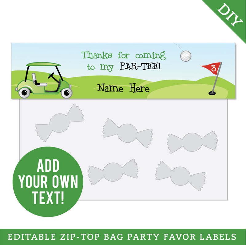 Golf Party Treat Bag Labels (EDITABLE INSTANT DOWNLOAD)