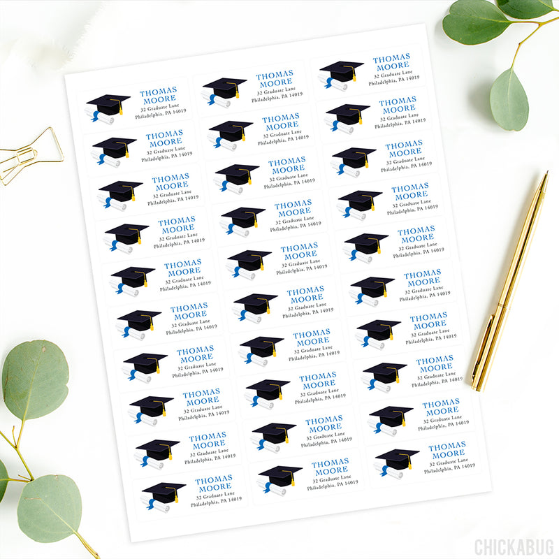 Address Label Template Graduation Cap Books And Grad Cap Graduation