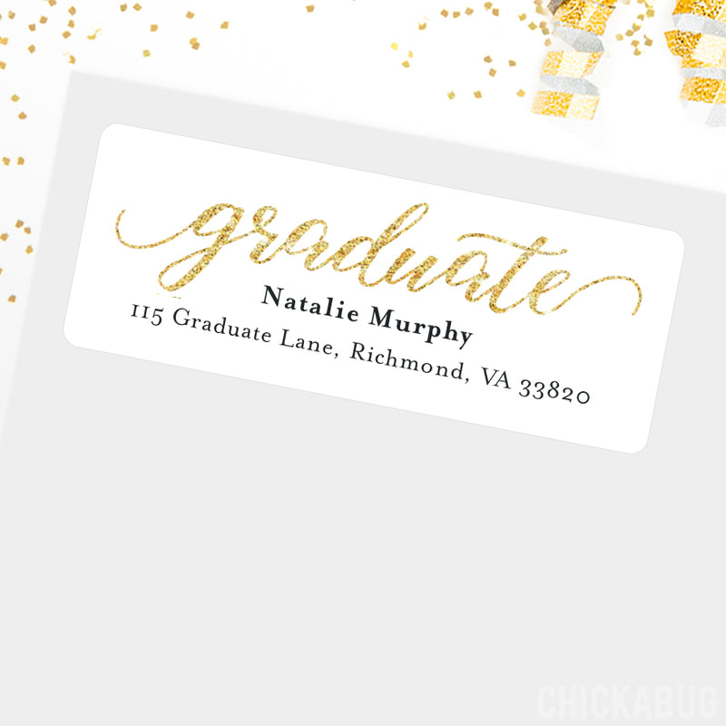Gold "Graduate" Graduation Address Labels