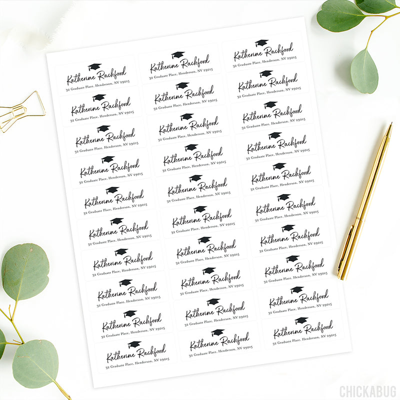 Graduation Music Address Labels Personalized Script and Cap Graduation Return Address Labels – Chickabug