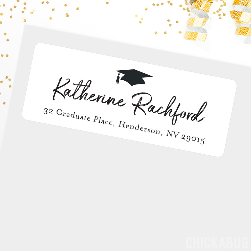 Personalized Script and Cap Graduation Return Address Labels โ Chickabug
