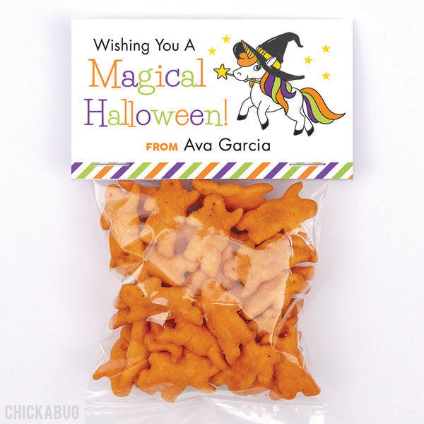 Unicorn "Wishing You a Magical Halloween" Paper Tags and Bags