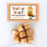 "Trick or Treat" Blonde Girl Halloween Paper Tags and Bags