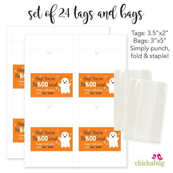 "You're FaBOOlous" Ghost Halloween Paper Tags and Bags
