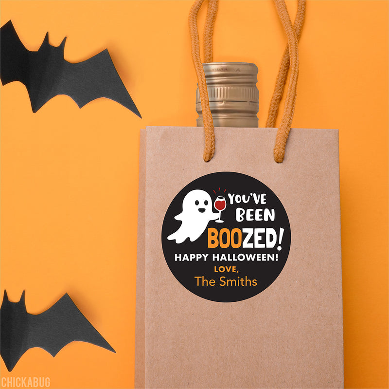 Ghost "You've Been BOOzed" Halloween Stickers