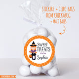 "Sweet Treats" Witch with Pail Halloween Stickers